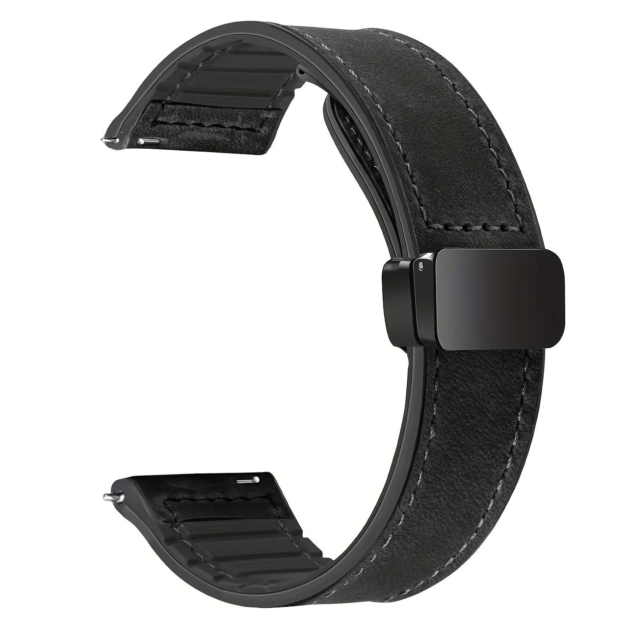 Silicone Smart Watch Band 20mm 22mm Magnetic Clasp Textured Brown Orange-Red