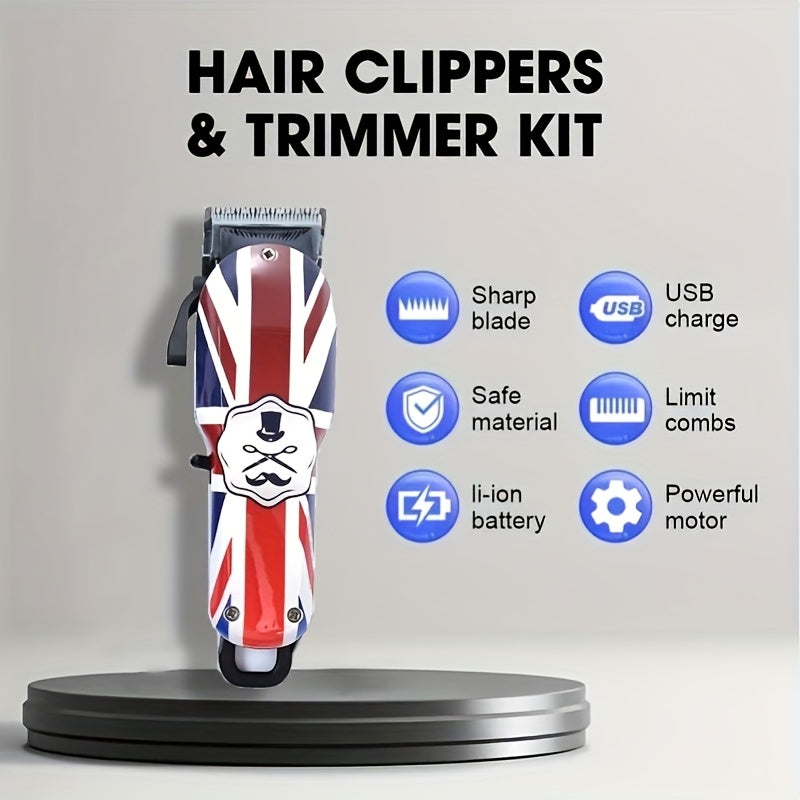 WAER Wireless Electric Men's Hair Clipper with Charging Case and Comb for Zero-Gap Grooming Kit