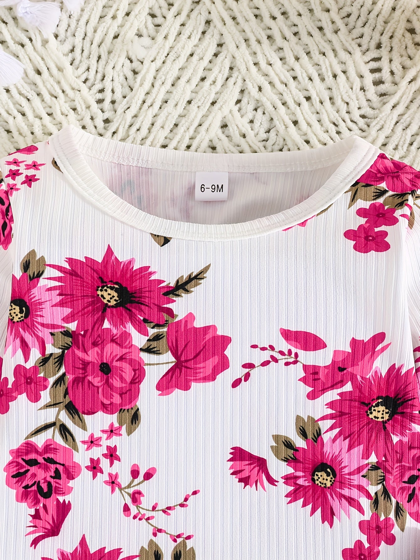 Girls' Outfit Set 4-Piece Pink Long Sleeve Top Floral Pants Polyester Blend Comfortable Outdoor Wear