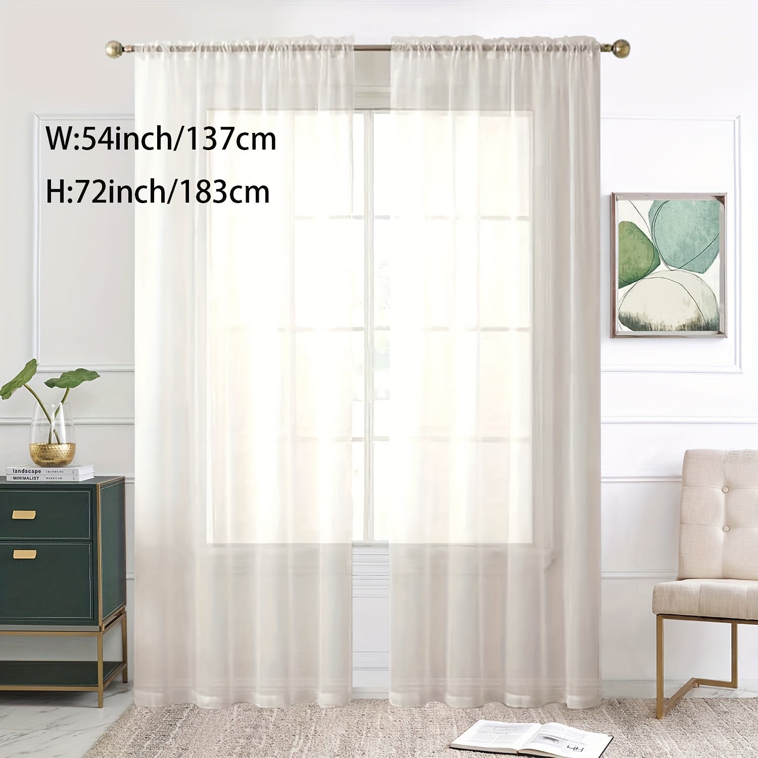 Sheer Curtain Single Panel Light Filtering Privacy Rod Pocket for Living Room Bedroom Kitchen