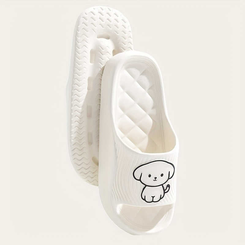 Unisex Dog Pattern Slides Casual Open Toe Indoor Bathroom Slippers