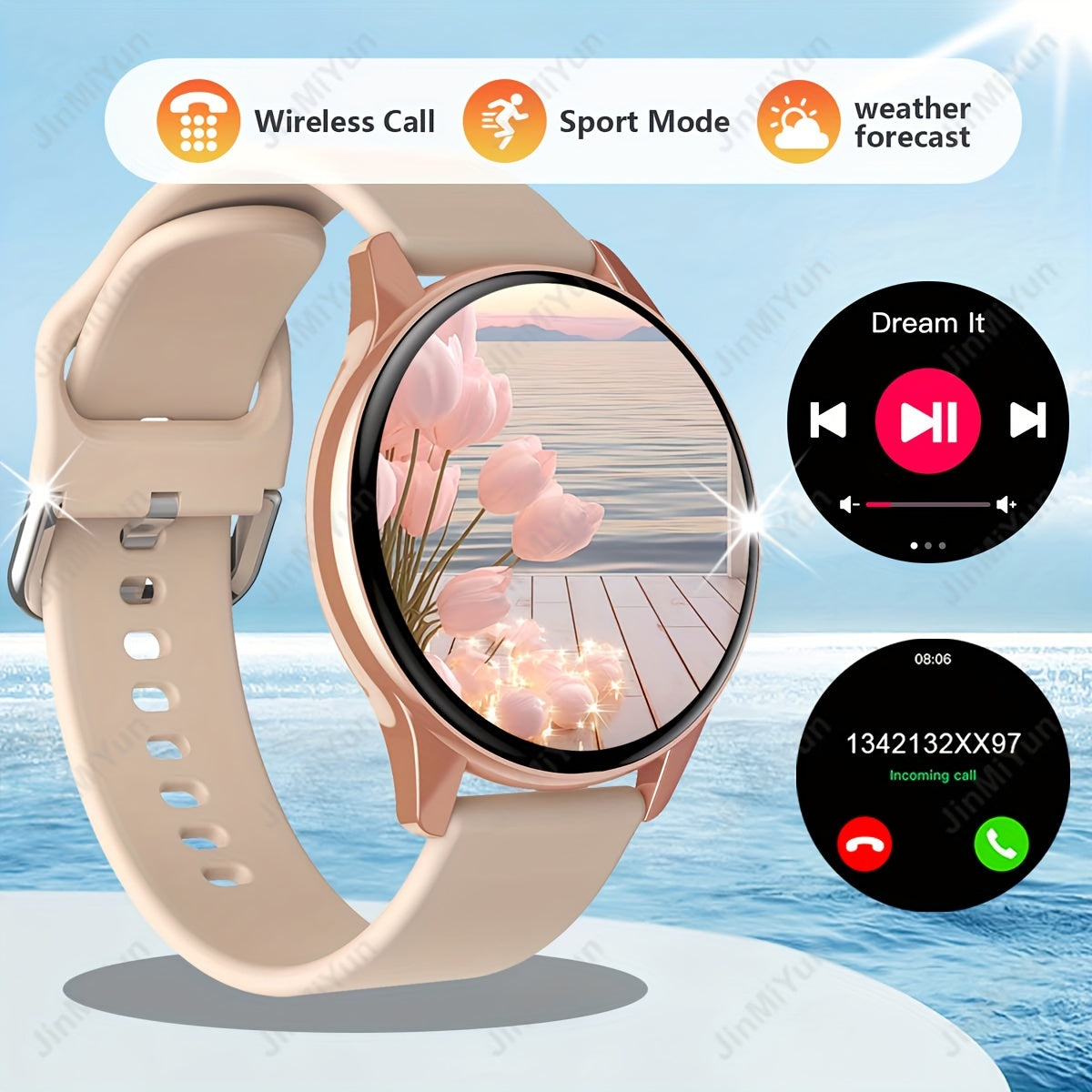 Full Touch Screen Smart Watch 1.5 Inch Fitness Tracker with Call Reminders and Sports Modes