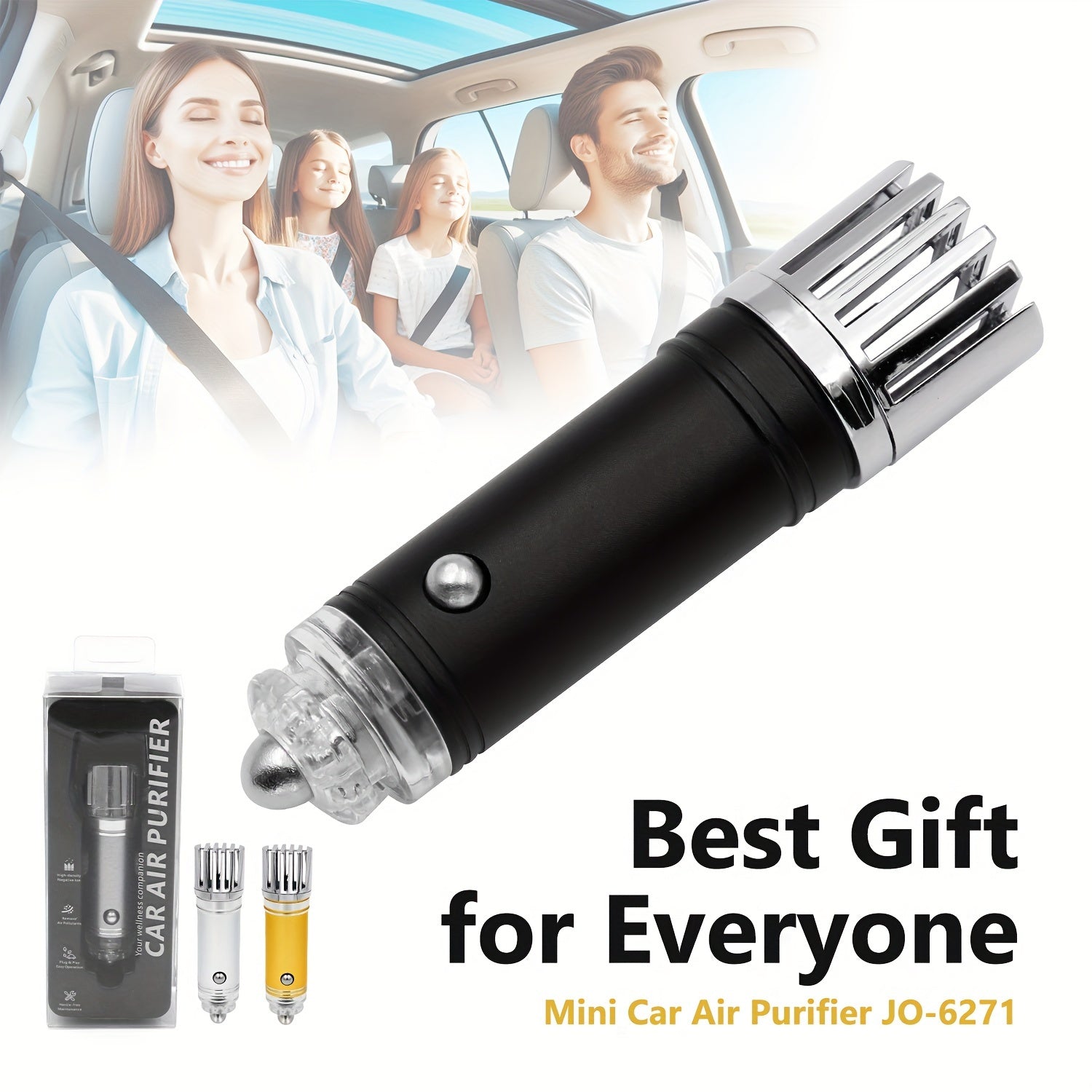 Мини-очиститель воздуха для автомобиля 12В с отрицательными ионами, дым, пыльца, аллергены, компактный