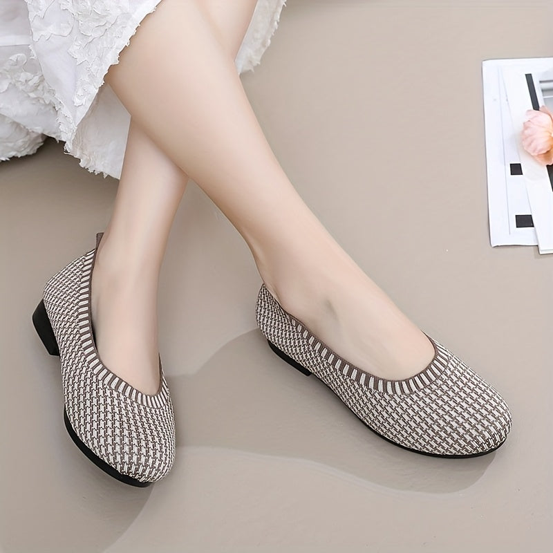 Women's Knit Slip-On Casual Flats Soft Sole Breathable Fabric All Seasons