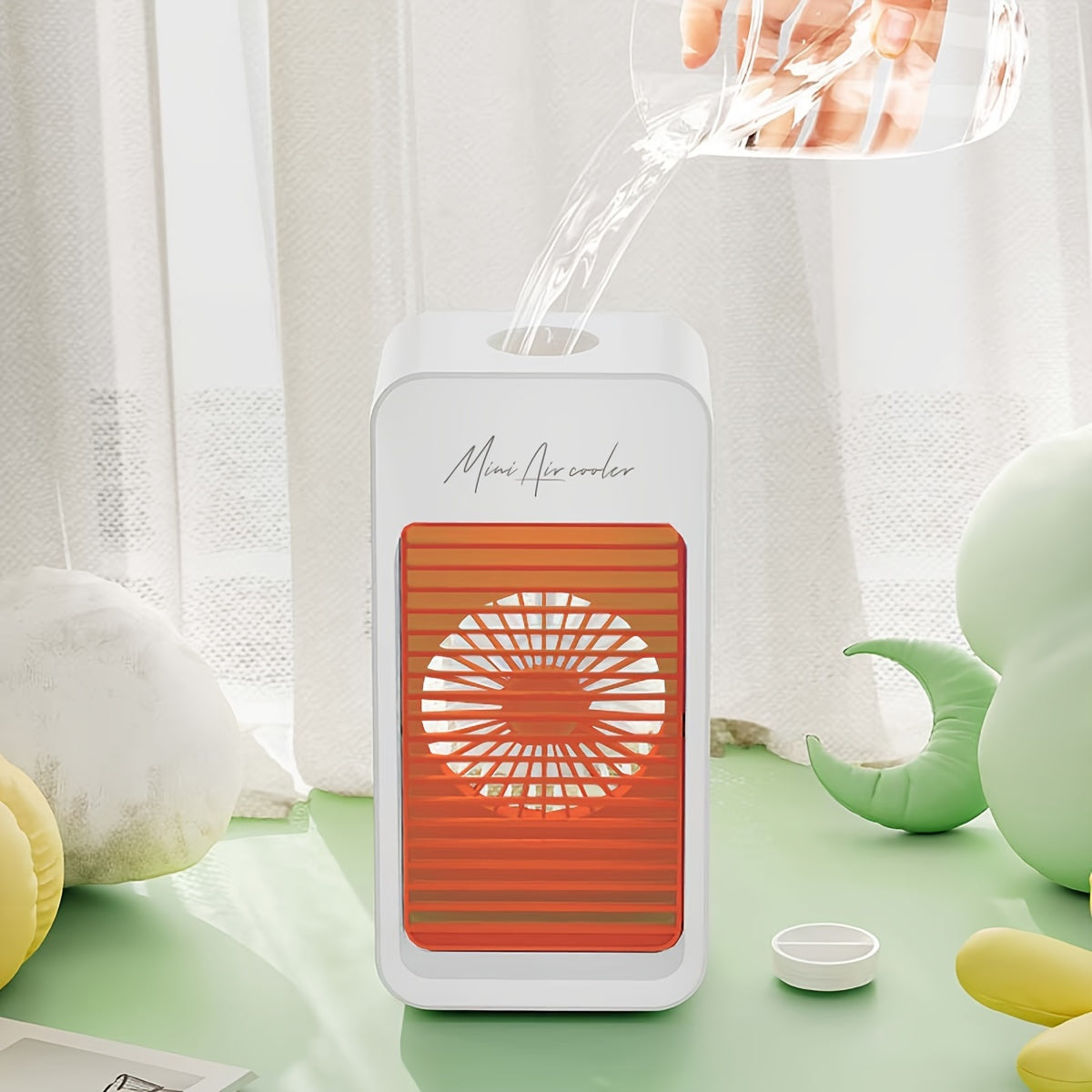 Portable Evaporative Air Cooler Fan with 4 Speeds Quiet Humidifier USB Battery Powered Rechargeable Lithium Adjustable Head for Home Office Camping