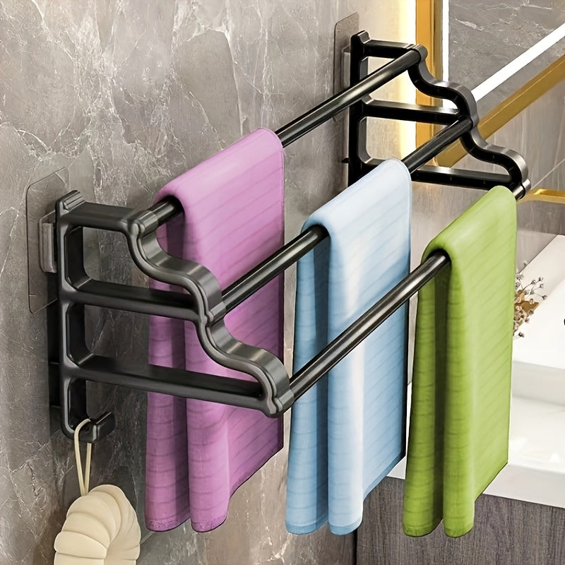 Triple Bar Wall Mount Towel Rack Bathroom Organizer Durable Steel