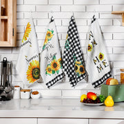Set of 4 Sunflower Printed Microfiber Dish Towels for Kitchen Cleaning and Decoration