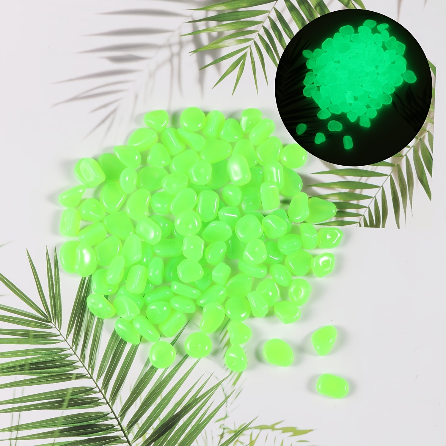 Glow in the Dark Plastic Garden Pebbles for Yard Walkways Aquarium Decor 0.76cm-0.99cm