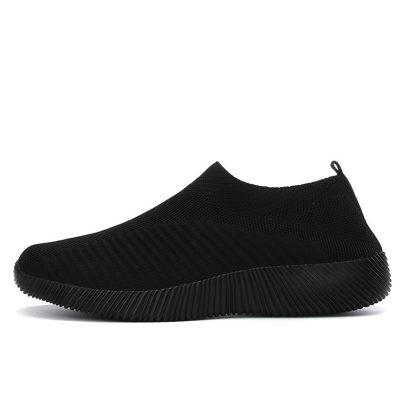 Zapatillas ligeras y transpirables para mujer, de punto negro, suela de EVA, casuales para viajar