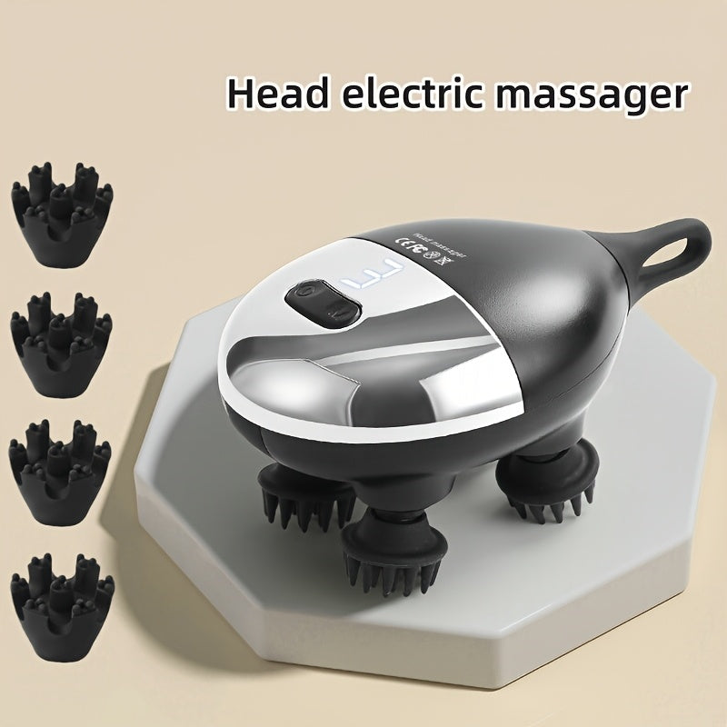 Wireless Electric Head and Shoulder Massager with 8 Detachable Heads and 4 Modes for Full Body Relief