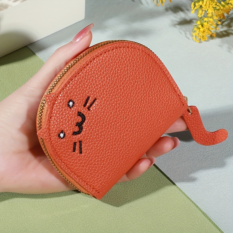 Cat-Shaped Casual Wallet for Women Synthetic Material Card Slots Zipper Closure