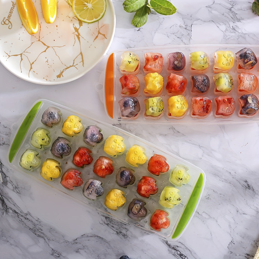 Cute Cat-Shaped Silicone Ice Cube Tray for Indoor Use, Orange