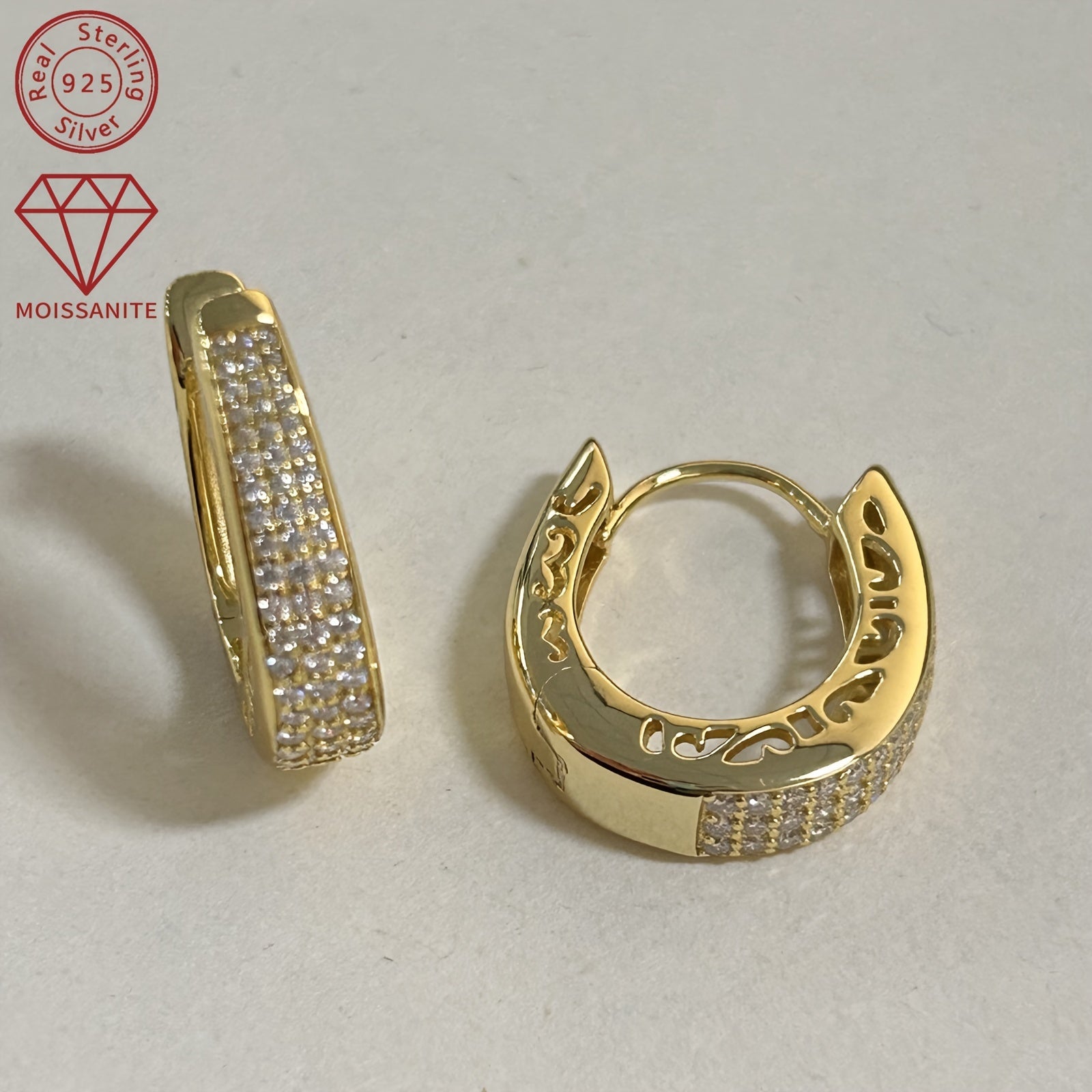 Women's Moissanite Earrings 925 Silver with 0.43ct and Patterned Stones