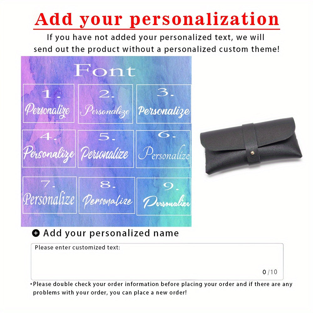 Estuche personalizado de cuero sintético para gafas con nombre personalizado para mujeres, soporte elegante para gafas, regalo