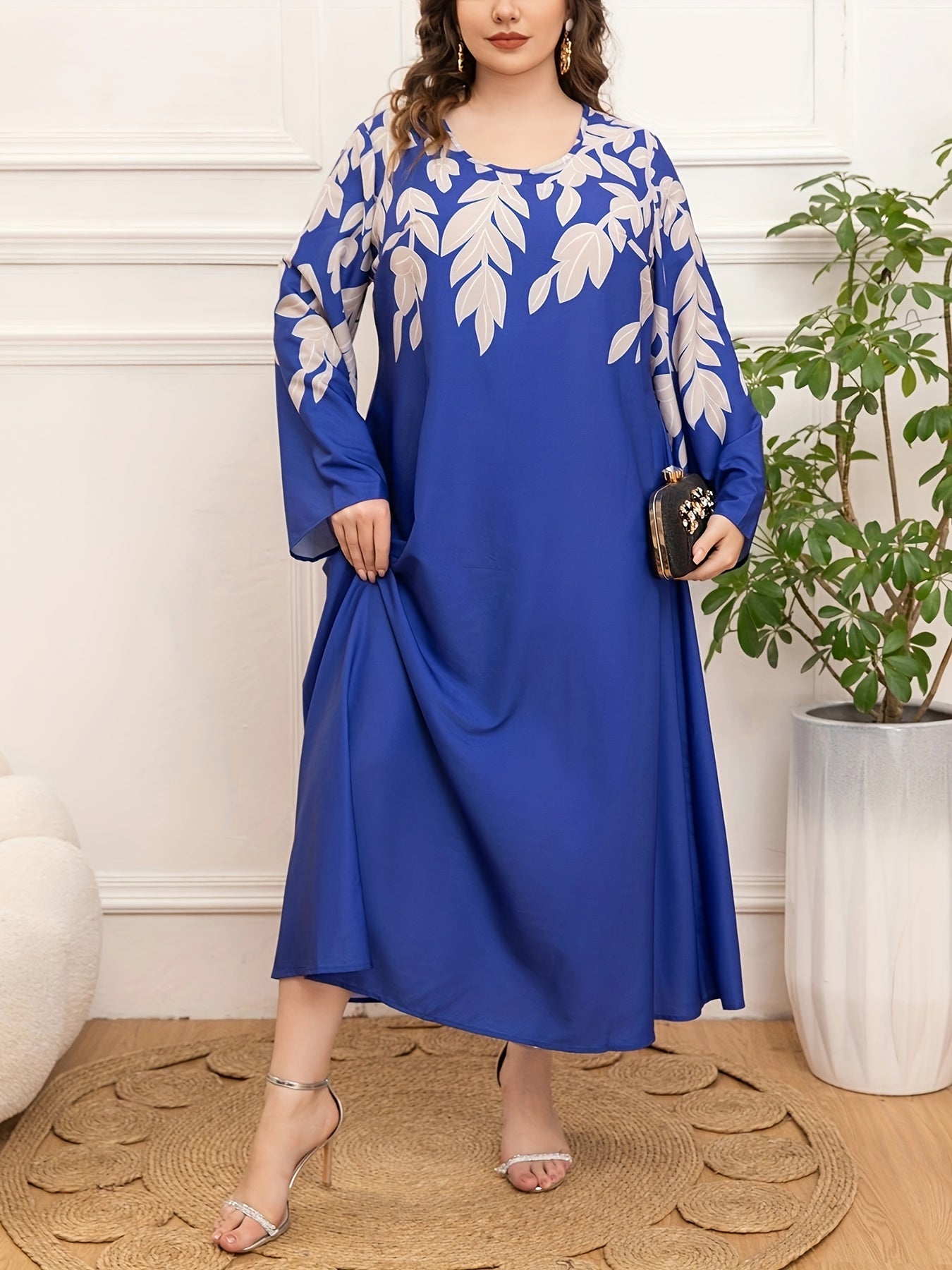 Women's Plus Size Loose Printed Dress for Middle East Fashion