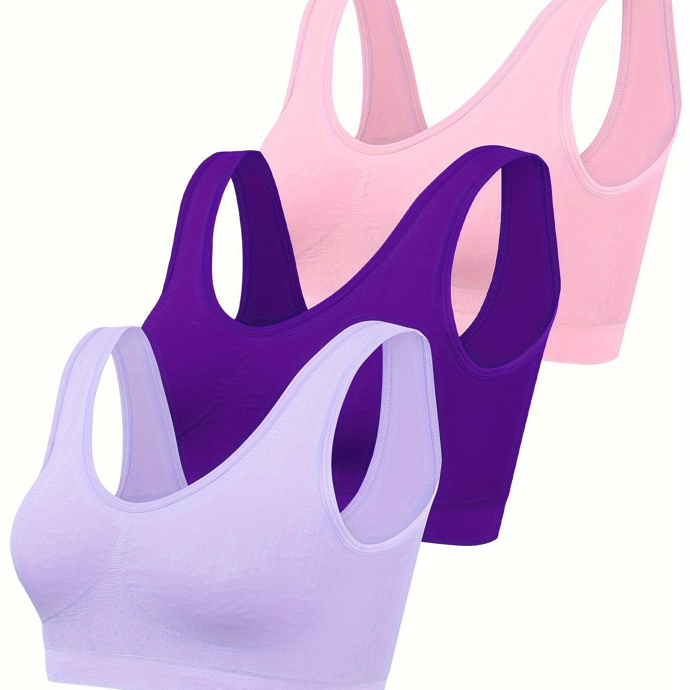 Women's Sports Bras 3 Pack Seamless High Support Crop Tops Without Padding