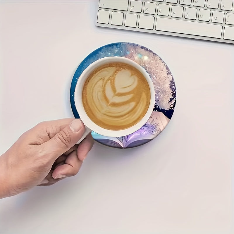 Set of 8 Tree Coasters Heat Resistant Non-Slip Pads for Home Office Party Christmas