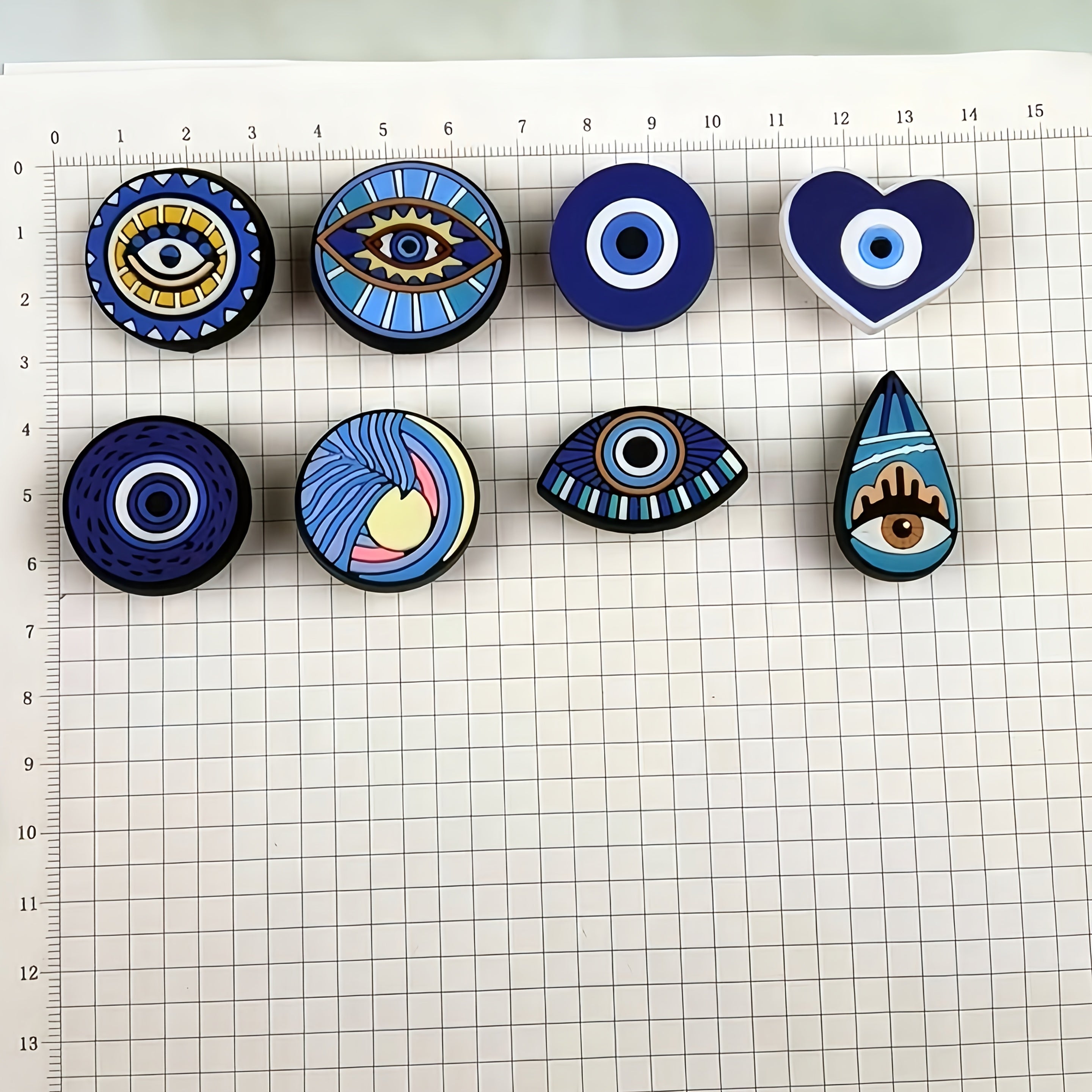 Women's Sandal and Bracelet Decoration Kit Blue Eye Pattern 8/10pcs