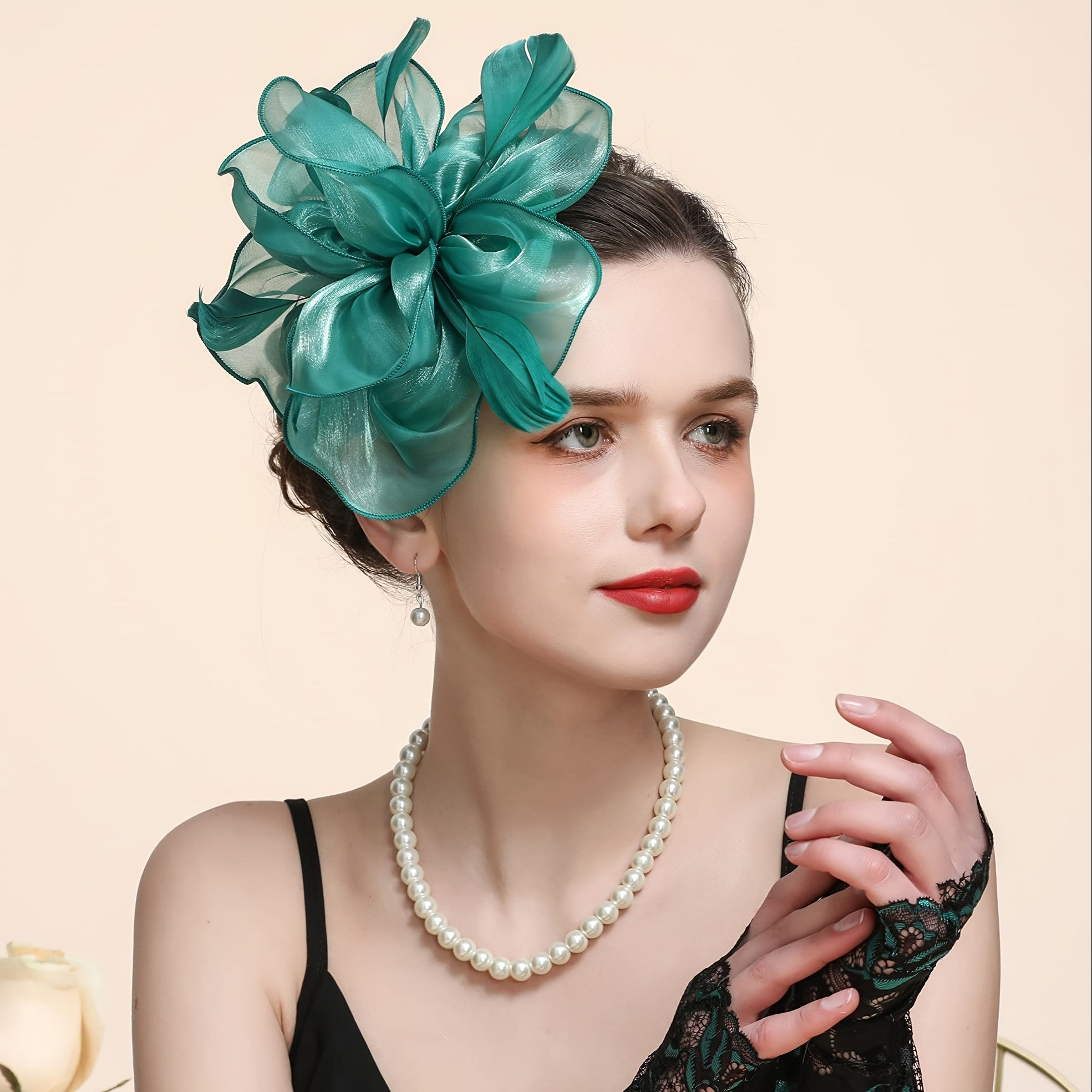 Women's Elegant Fancy Hat with Clip and Hair Hoop for Tea Party Style