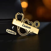 Custom Medical Professional Badge with Engraved Name and Logo Stainless Steel Lapel Pin