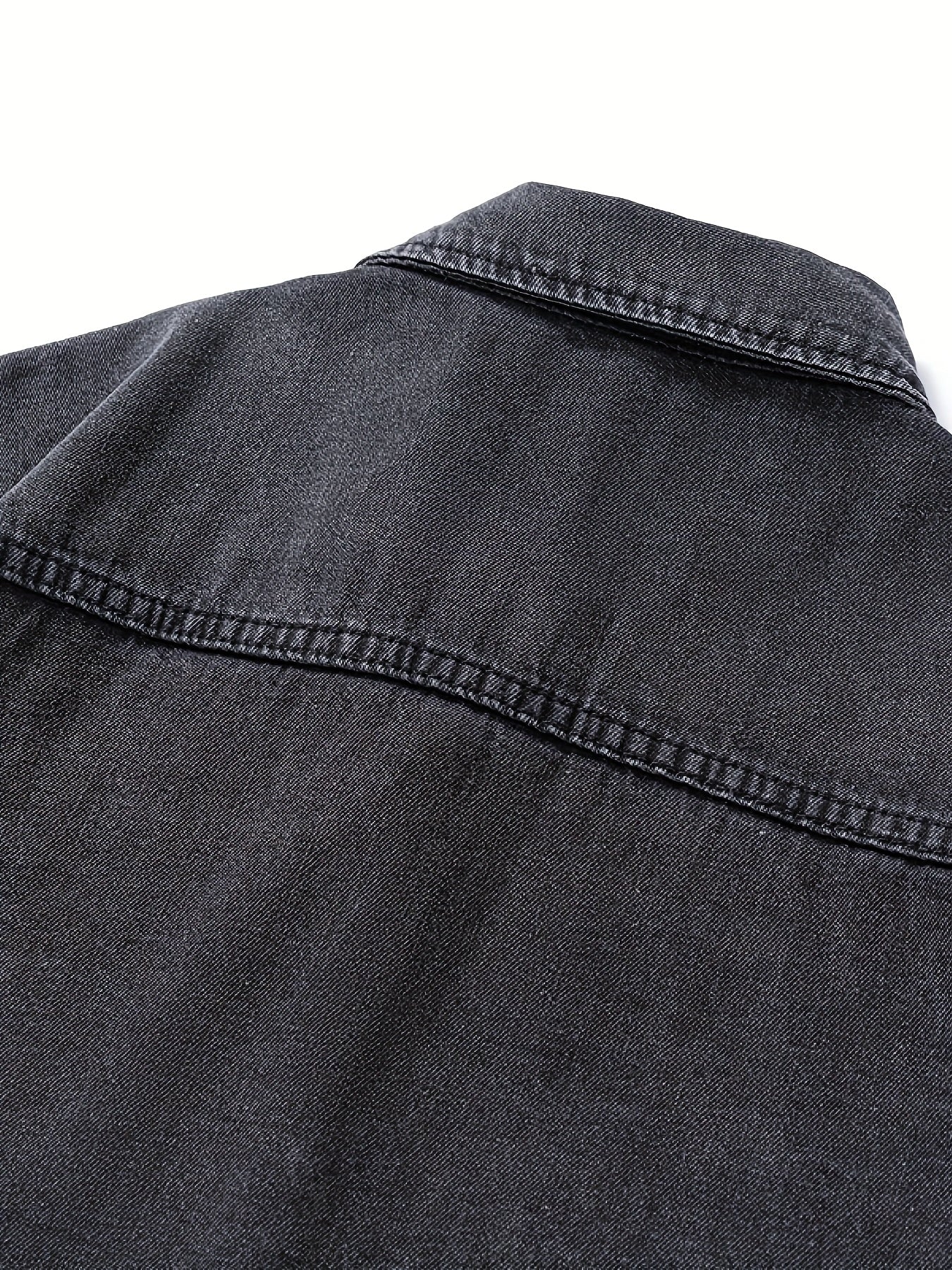 Men's Casual Denim Shirt Long Sleeve Loose Fit Chest Pocket Spring Fall