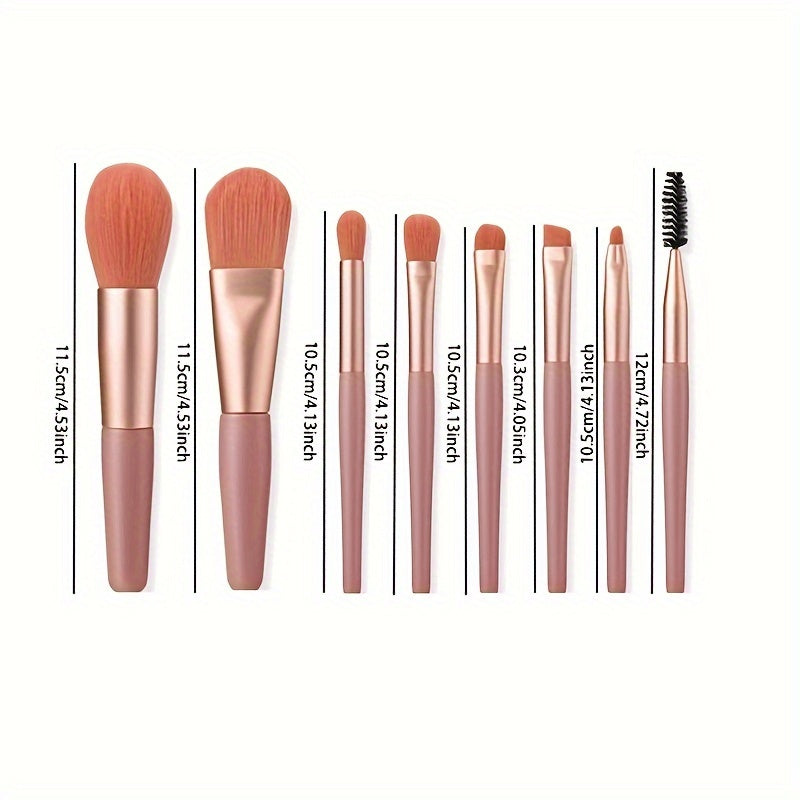 8-Piece Makeup Brush Set for Combination Skin Squirrel Hair Oval Brushes Foundation Eye Shadow Beginner Friendly