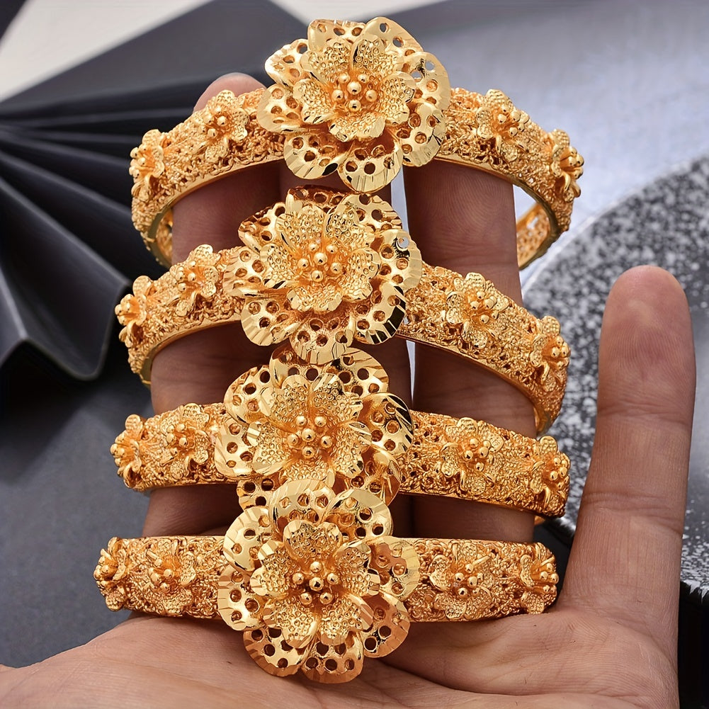 Gold-Plated Ethnic Open Bracelet for Brides and Women in Dubai Fashion