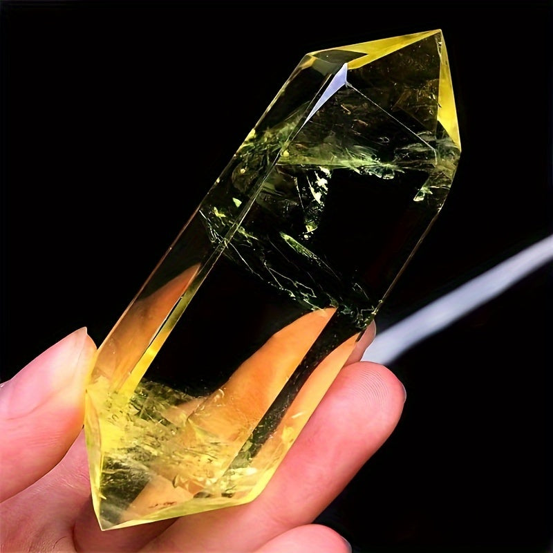 Pendiente de cristal de citrino impresionante, de doble punta, joyería de gema genuina, regalo