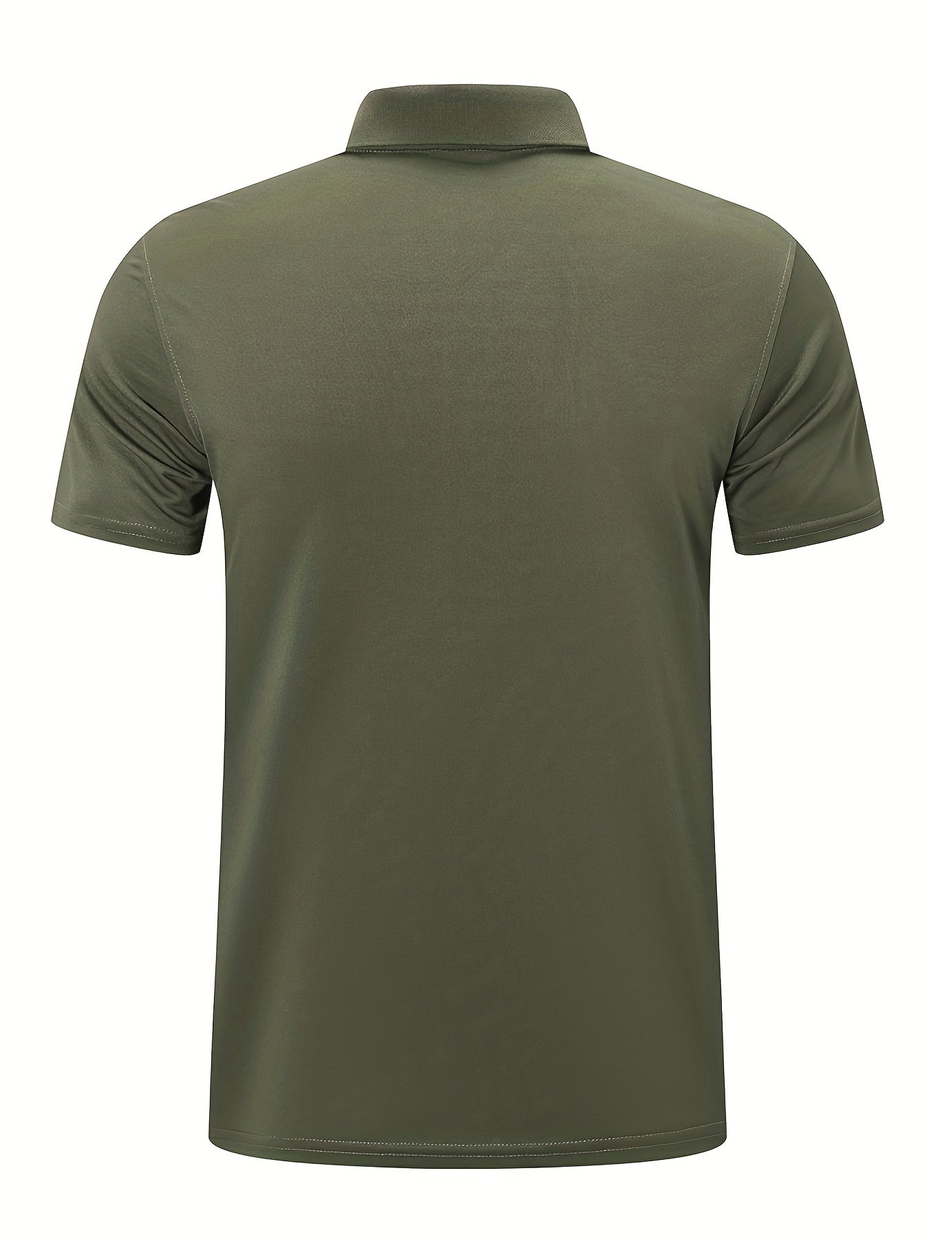 Men's Quick Dry Polyester Athletic T-Shirt Crew Neck Button Solid Color Moisture Wicking