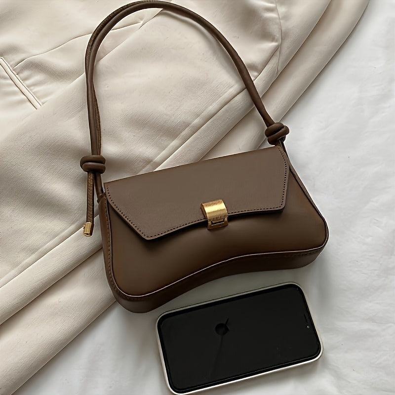 Women's Shoulder Bag PU Solid Color Lightweight for Daily Use in Black White Brown