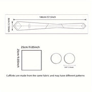 Men's Paisley Pattern Tie Set with Pocket Square and Cuffs for Business Formal