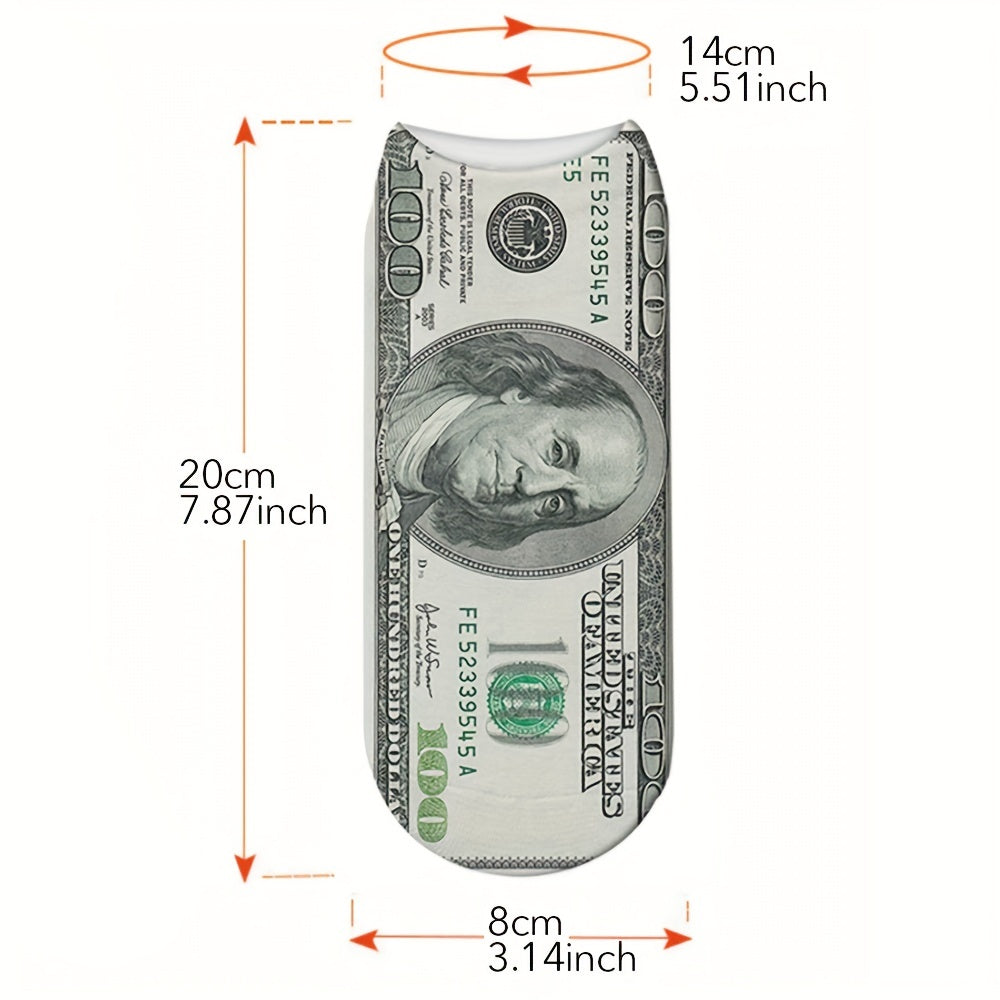 Men's Novelty Currency Pattern Socks Polyester Geometric Fun Gift
