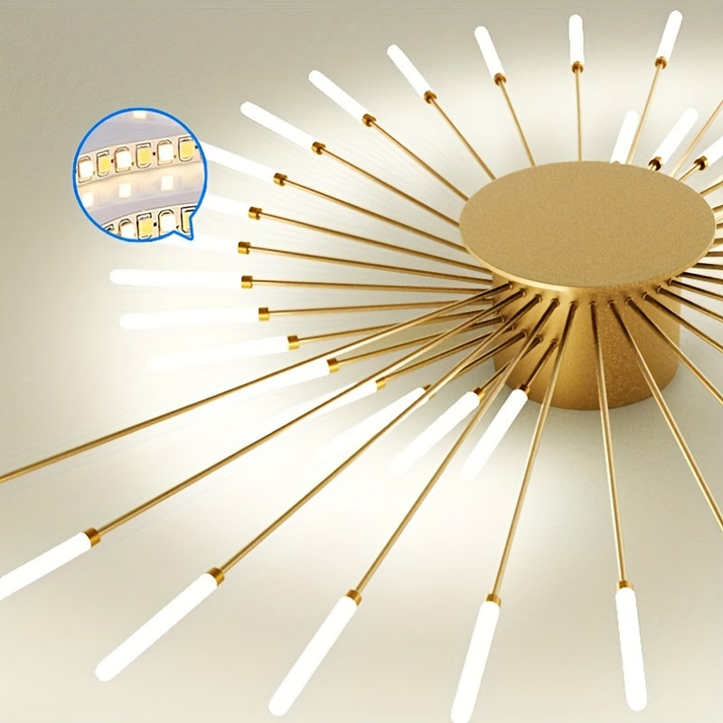 LED Ceiling Light with Warm White Glow Polished Metal and Acrylic Shade for Living Room Bedroom Dining Area