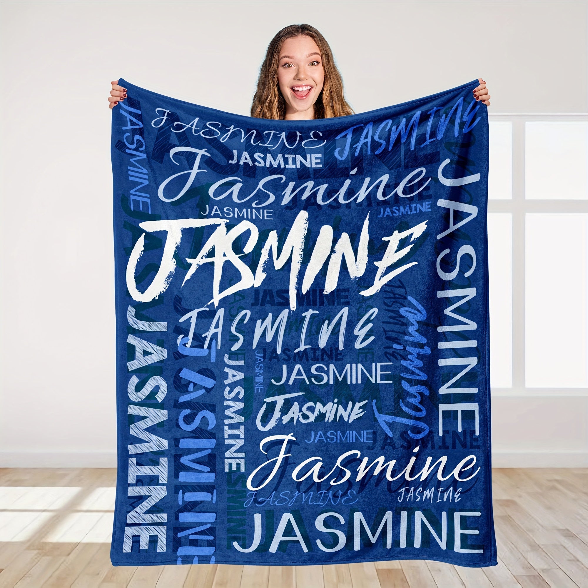 Personalized Soft Flannel Blanket Custom Name All-Season Throw for Office Chair Picnic Travel
