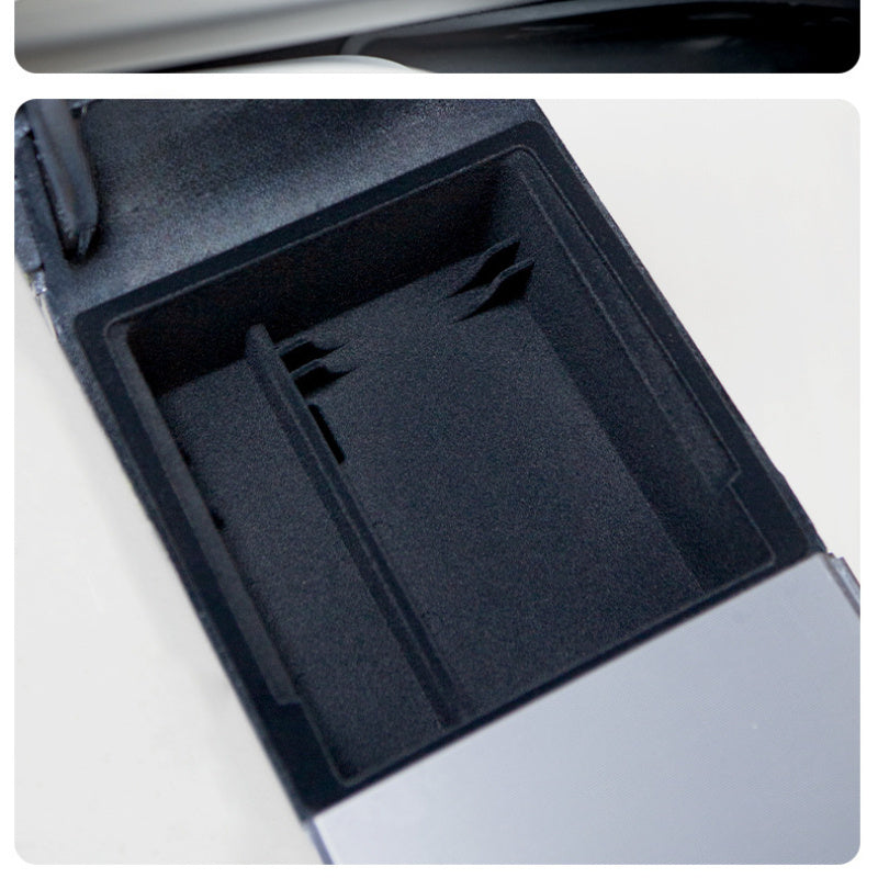 Center Console Storage Box with Flocked Interior for Tesla Model 3 and Model Y