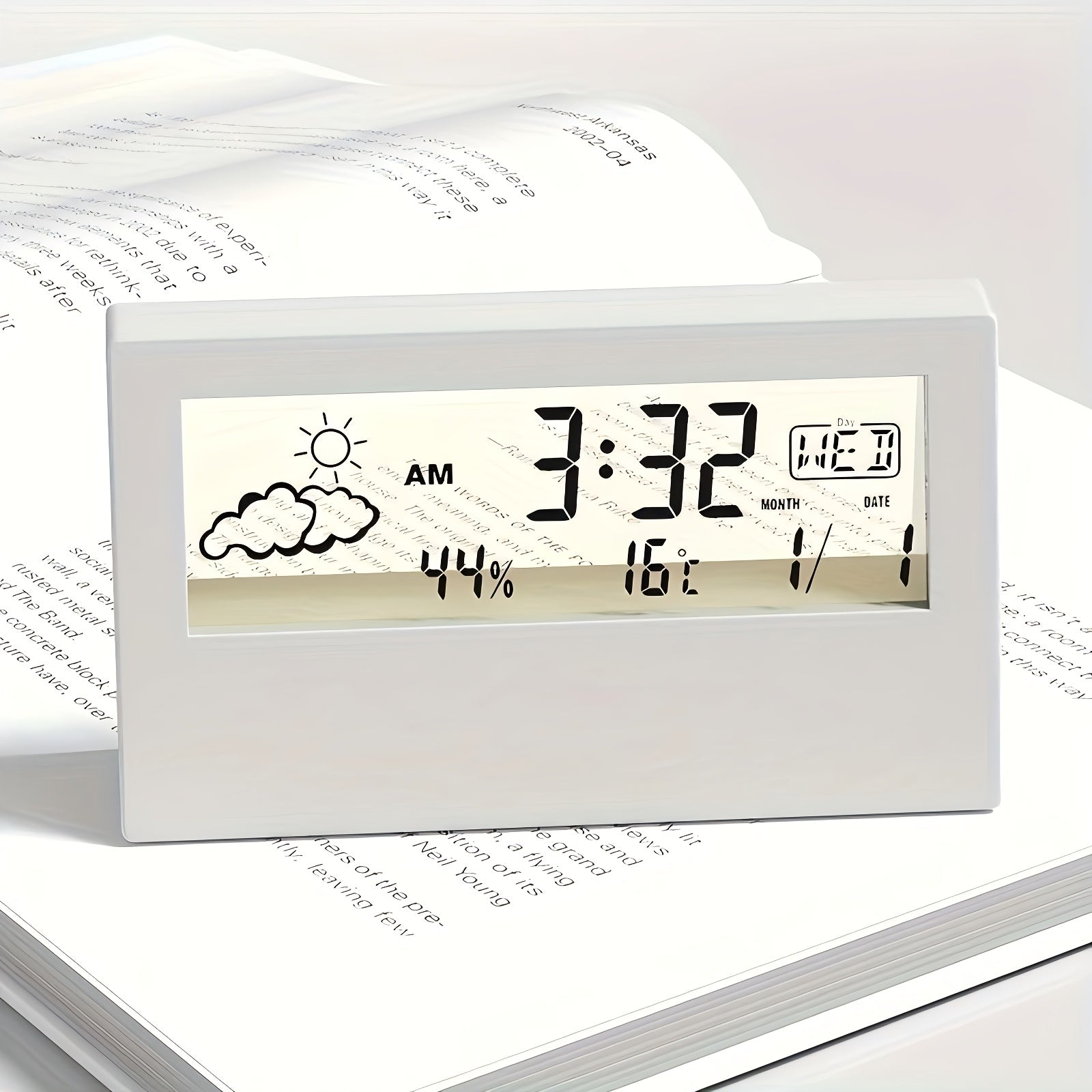 Digital LED Clock with Weather Temperature and Humidity Display Battery Operated