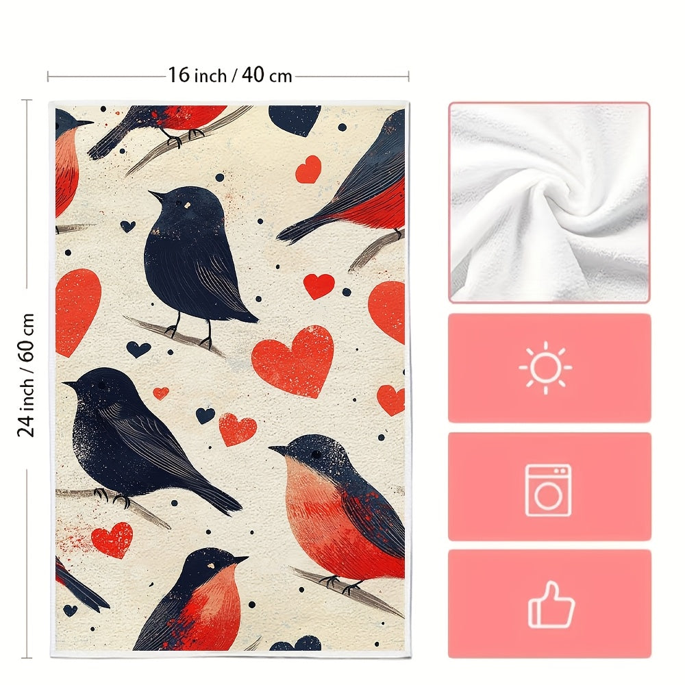 Toallas de cocina para aves del Día de San Valentín ultra suaves y absorbentes 16x24 pulgadas