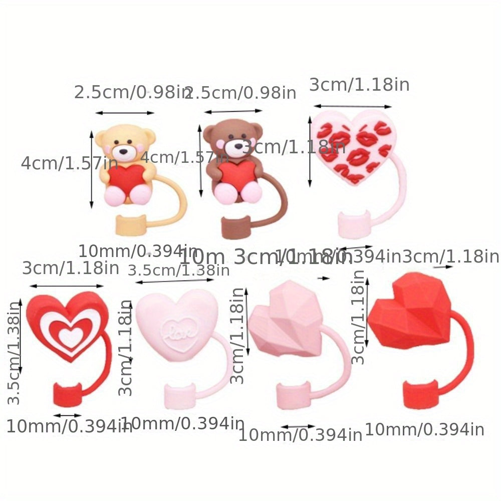 Heart-Shaped Silicone Straw Stopper for Cups with Dust-Proof Spill-Resistant Cover