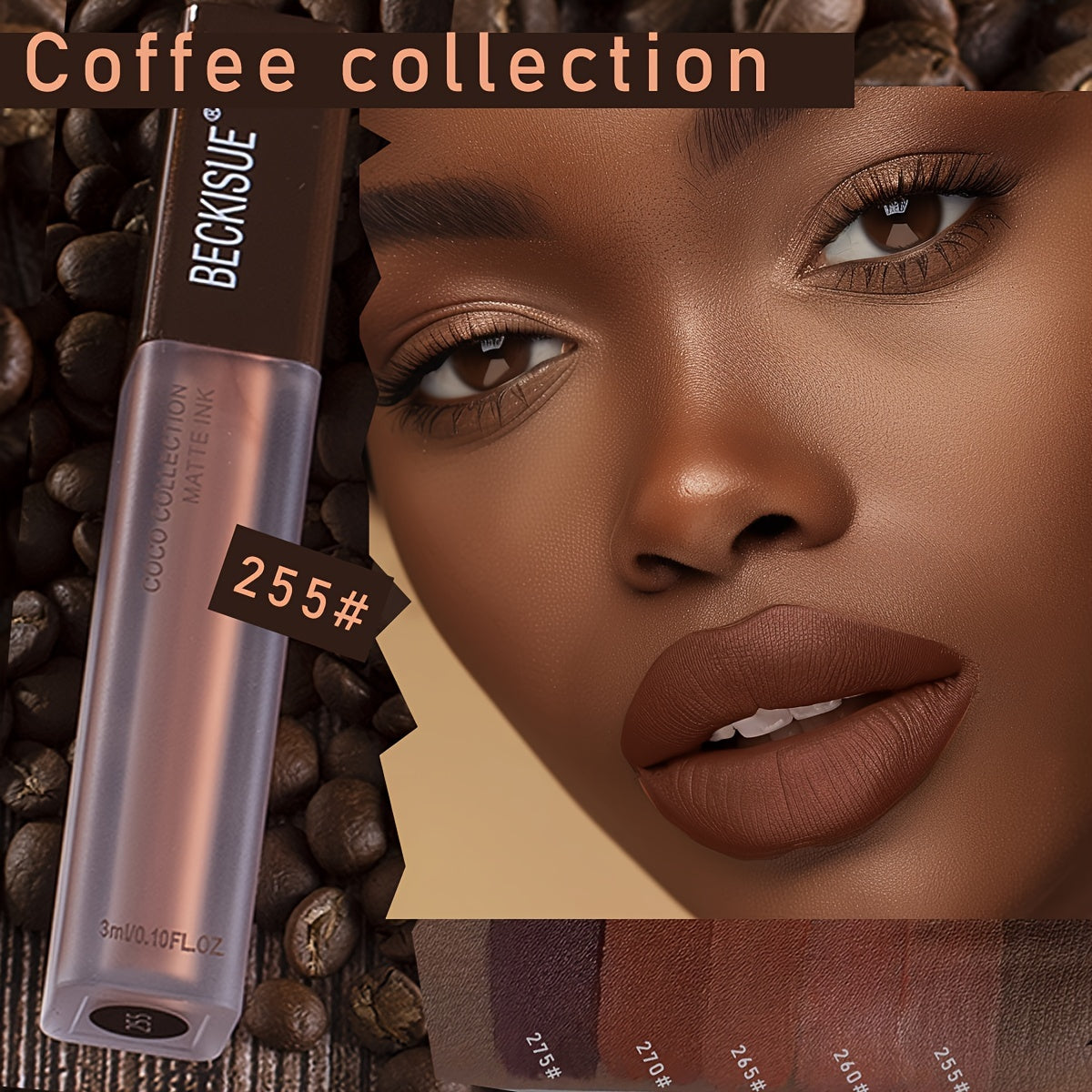 Set de 5 labiales mate de terciopelo para mujer, tonos marrón, de larga duración, sin transferencia