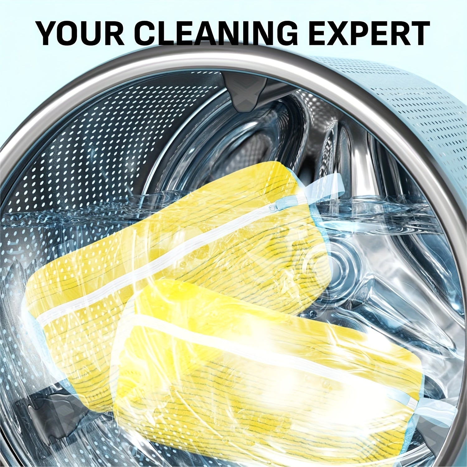 Juego de 2 bolsas de lavado de fibra de poliéster de uso múltiple, reutilizables, con cremallera, para lavado delicado