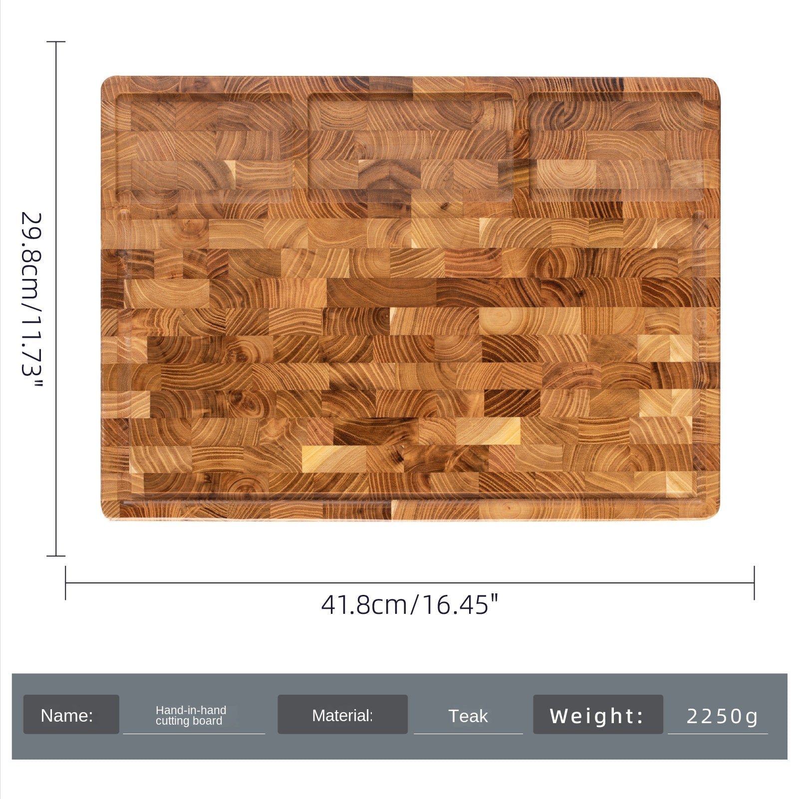 Extra-Large Teak Wood Cutting Board for Kitchen Prep and Food Safety