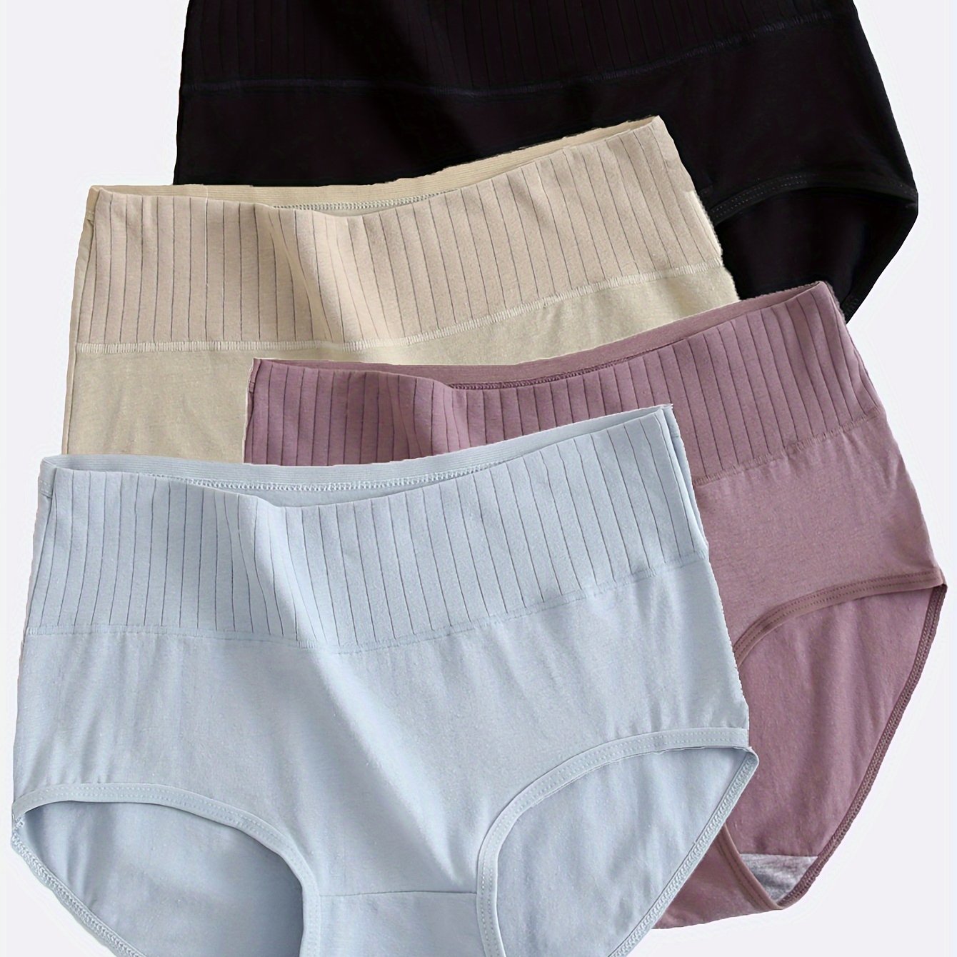 Women's 4-Pack Cotton Briefs Mid Rise Solid Colors Breathable Comfortable