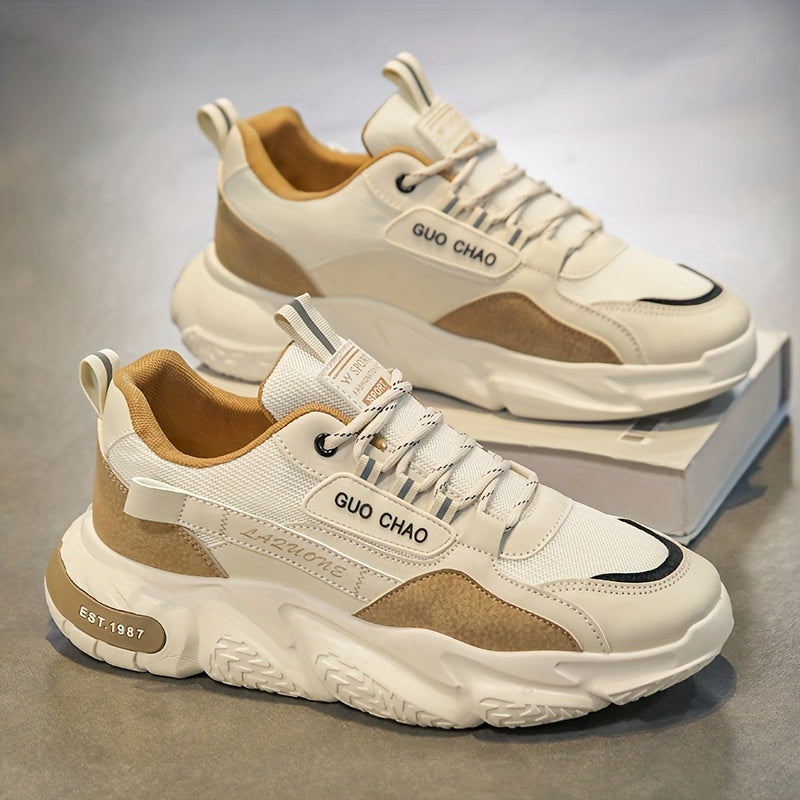 Zapatillas casuales masculinas con suela de espuma suave, antideslizantes y con cordones para exteriores