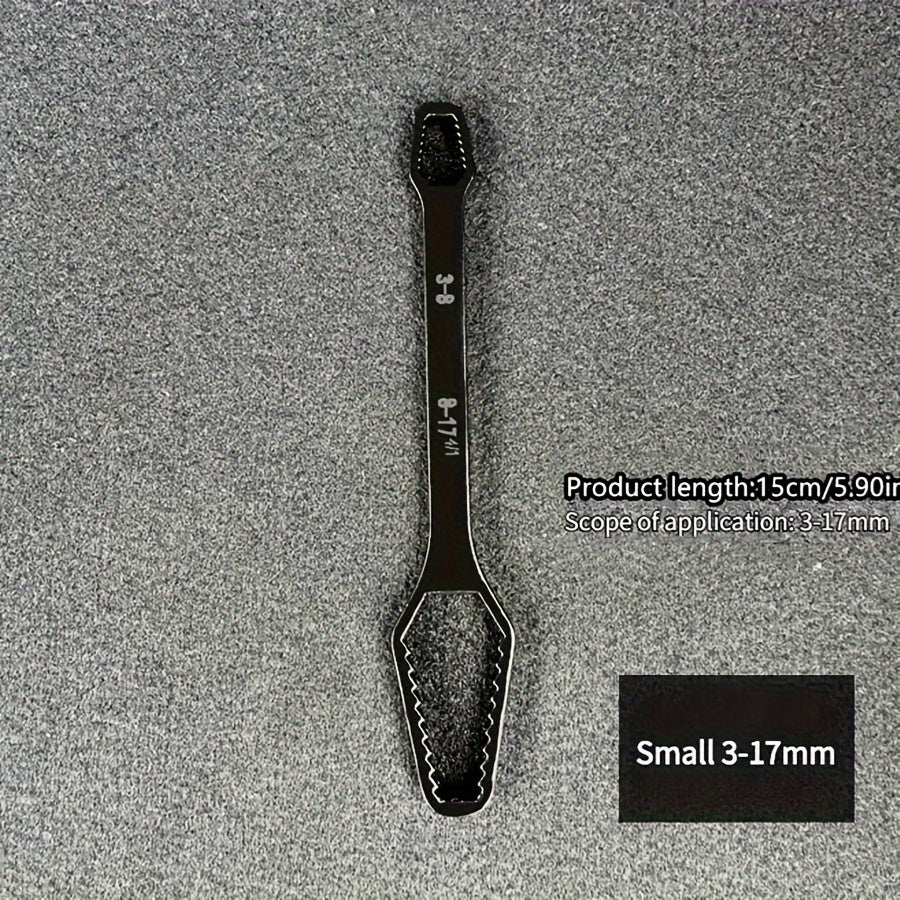Black Adjustable Dual-Head Torx Wrench 3-17mm 5mm Thick Chrome Vanadium Steel