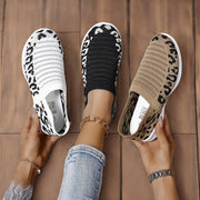 Women's Leopard Print Slip-On Mary Jane Sneakers Breathable EVA Cushioned Sole