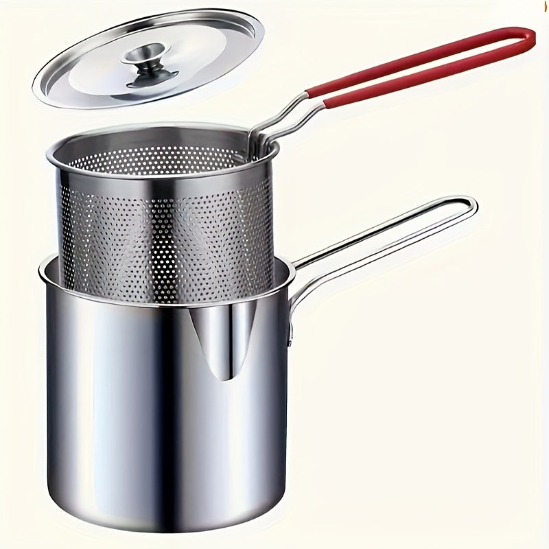 Freidora de acero inoxidable de 1 pieza, 1.7L para estufa de gas por inducción, duradera para exteriores
