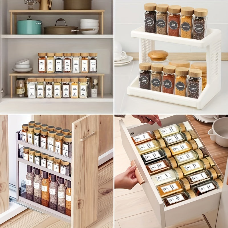 18Pcs or 24Pcs Square Glass Spice Jar Set with Bamboo or Aluminum Lids 120ml