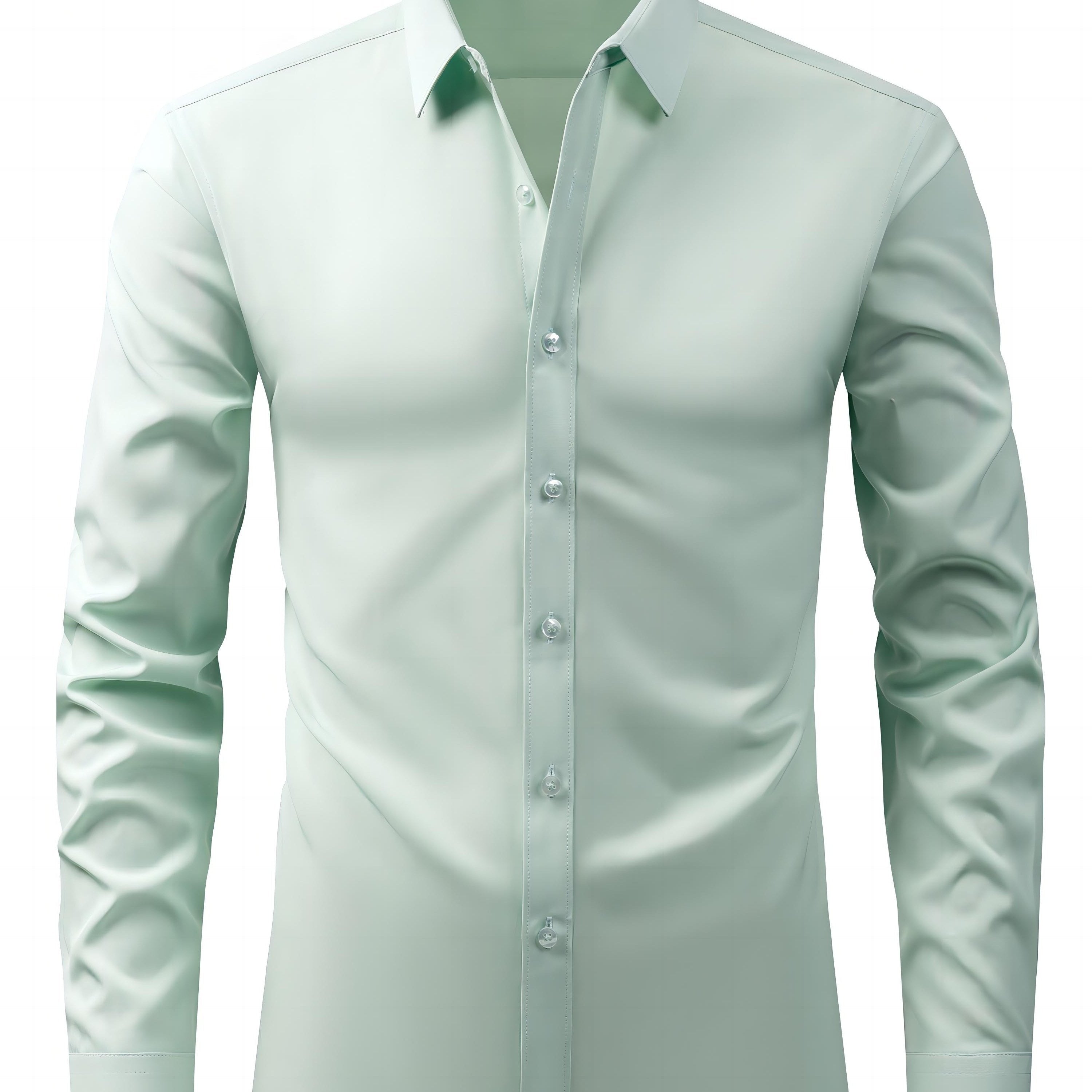 Men's Black Long Sleeve Shirt with Lapel Collar Polyester Stretch Regular Fit for Casual Business