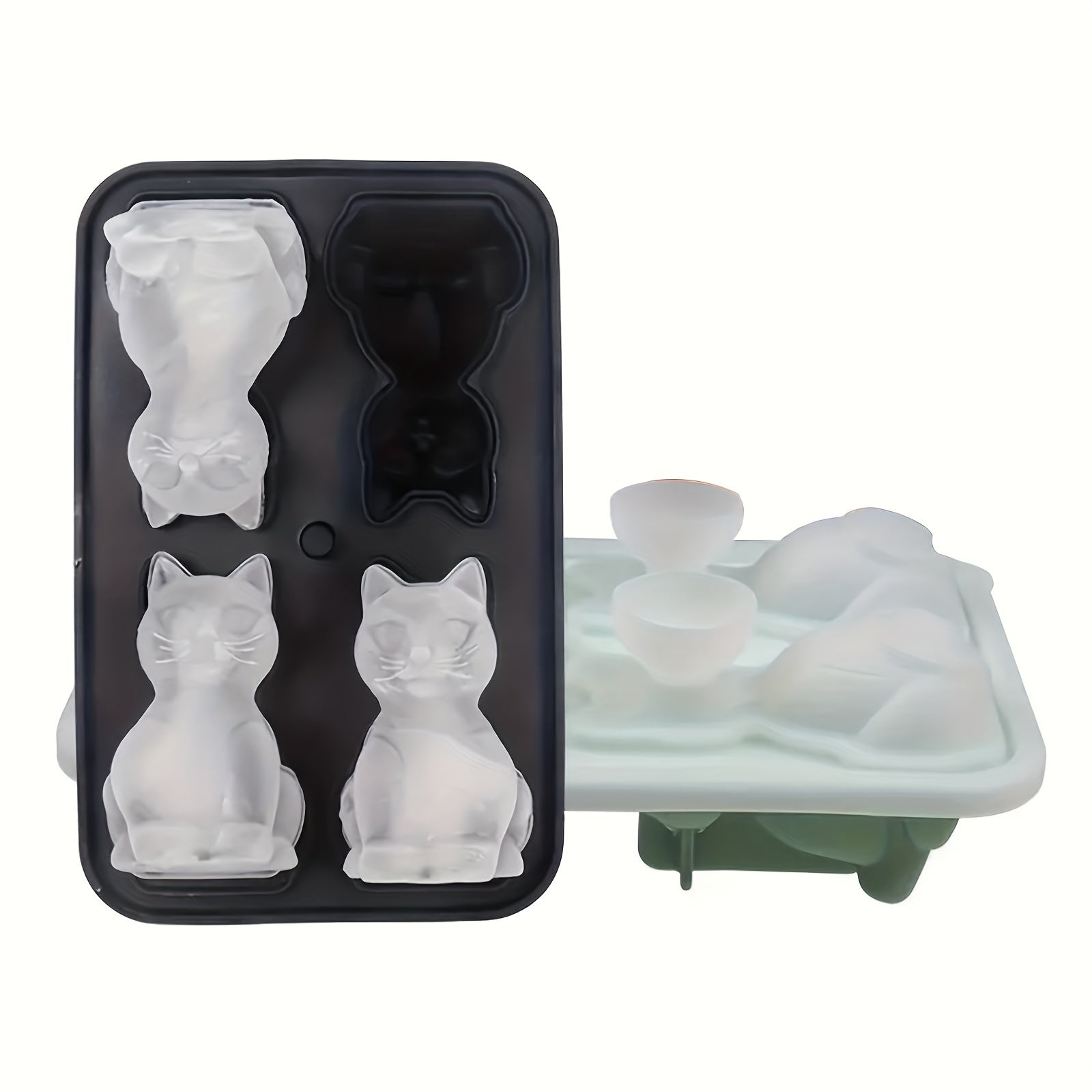 Bandeja de silicona con forma de gato para cubitos de hielo, whisky, chocolates y natillas