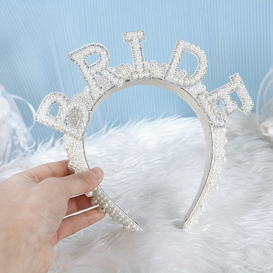 Diadema de novia con perlas falsas, accesorio para el cabello de princesa para novias